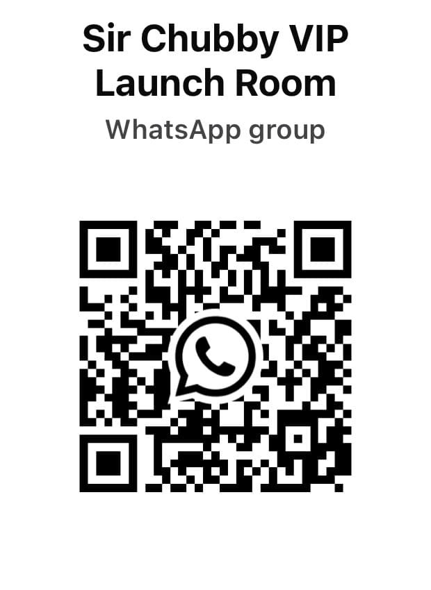 WhatsApp QR code for the Sir Chubby VIP Launch Room