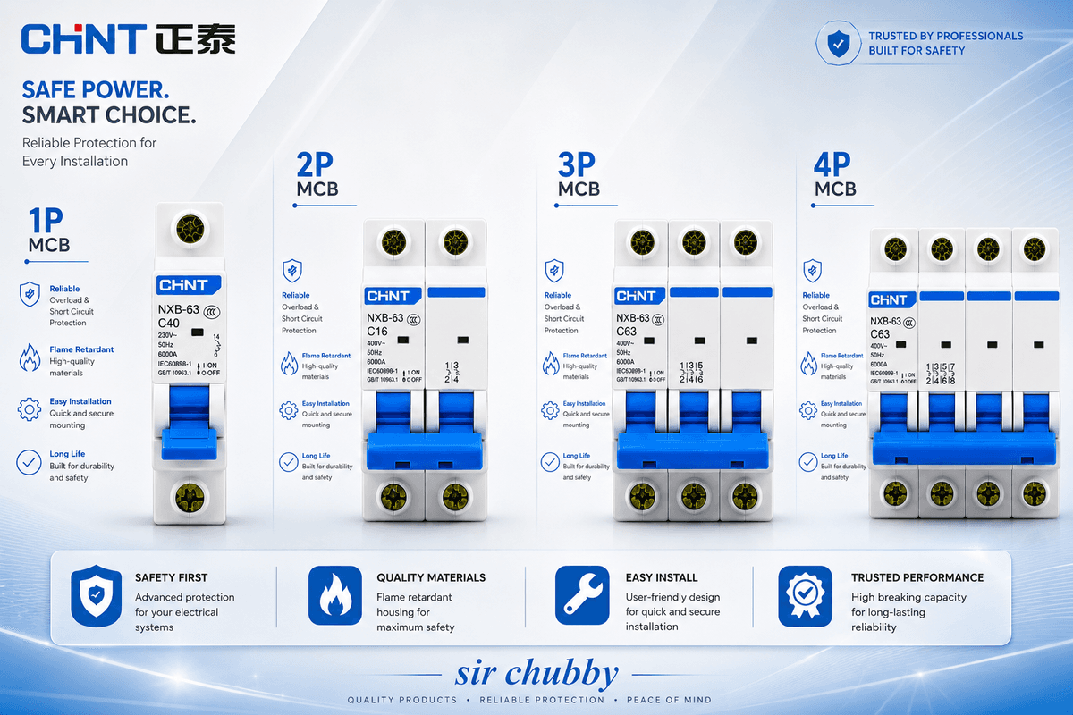 CHINT MCB BREAKER NXB-63 1P 2P 3P 4P 1A-63A MINIATURE CIRCUIT BREAKER